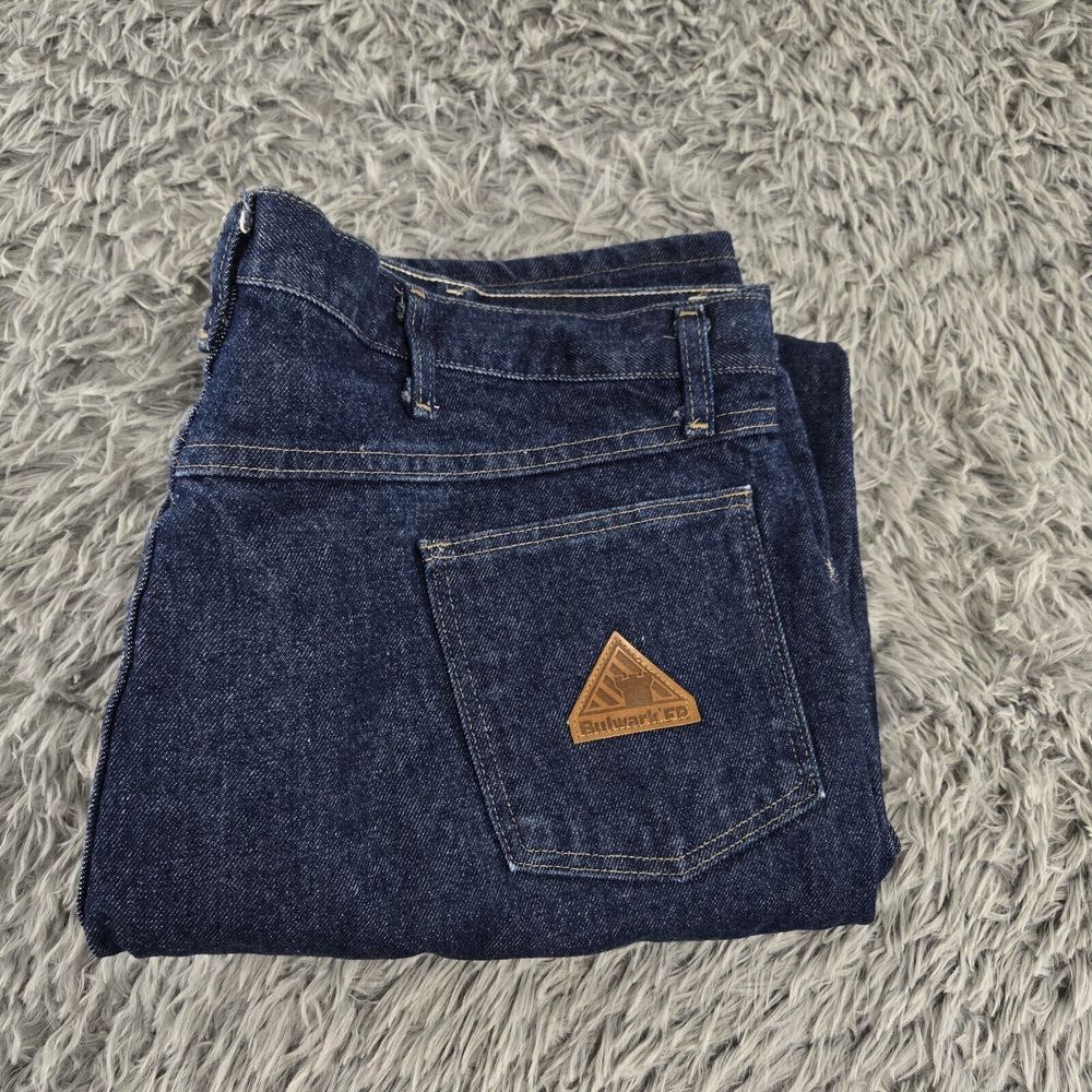 Bulwark‎ FR PEJCDWB Mens 44x32 Distressed Hi-Vis Stripe Heavey Denim Work Jeans